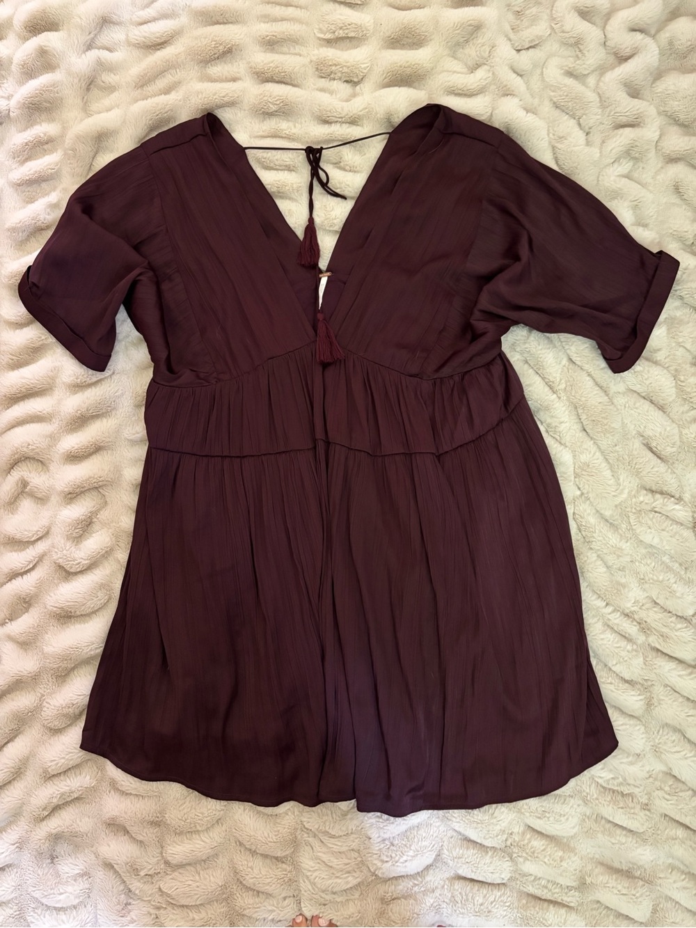 Free People Shiny Sun Up Mini Dress in garnet